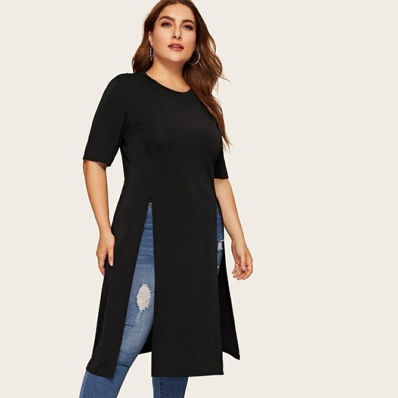 🆕PLUS Split Long line Tee - Picture 4 of 6